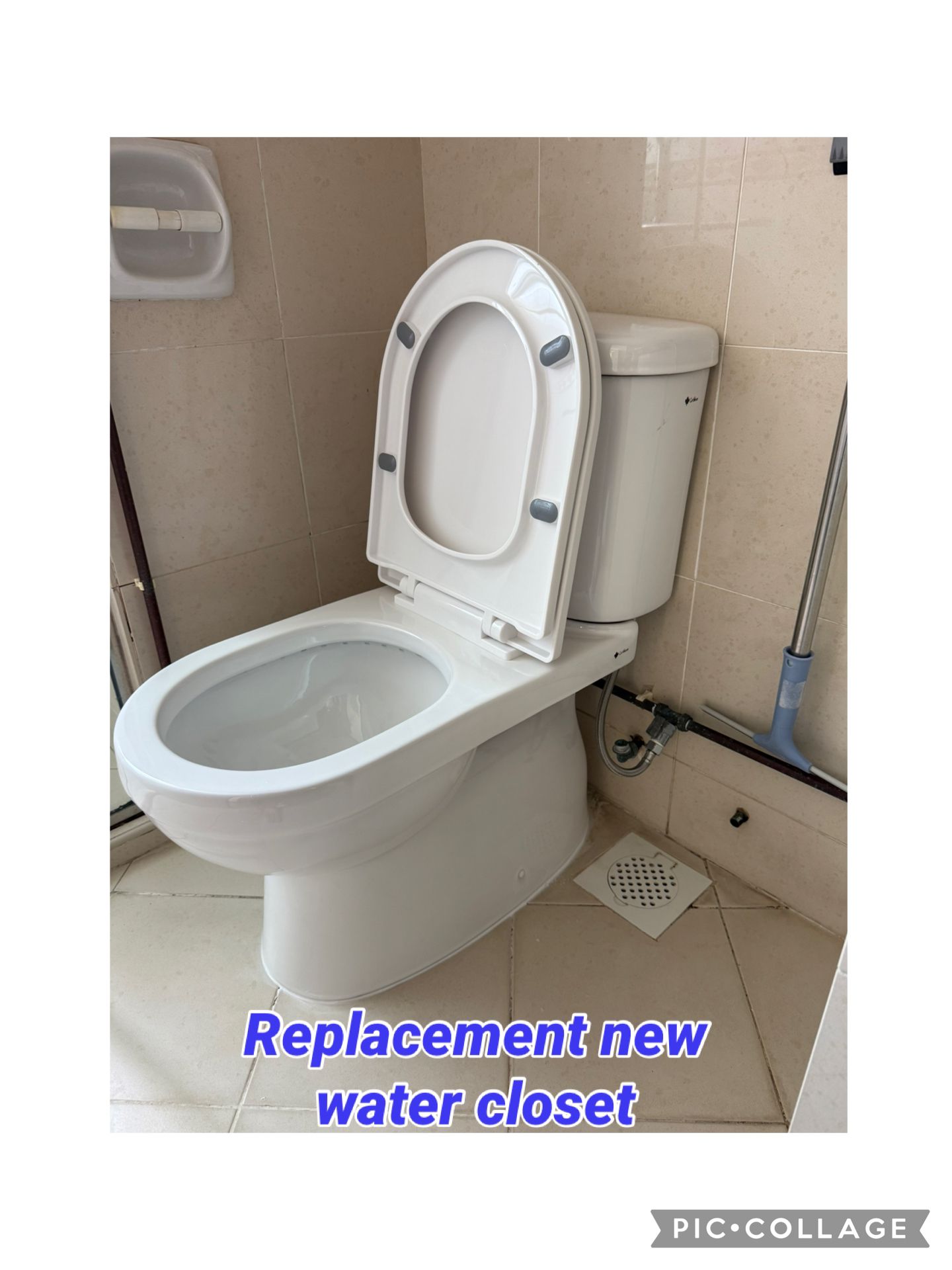 Replacement new water closet for toilet