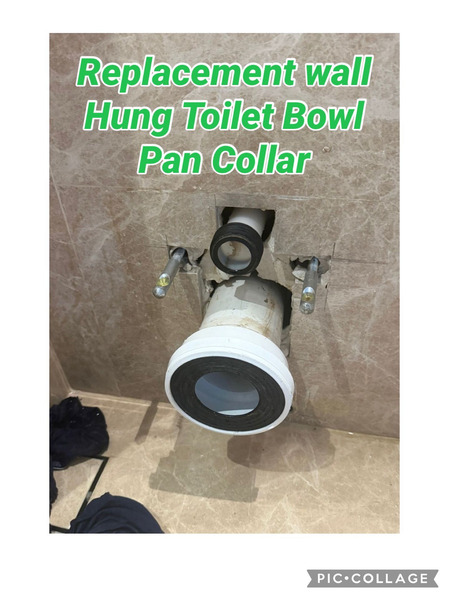Replacement wall hung toilet bowl pan collar